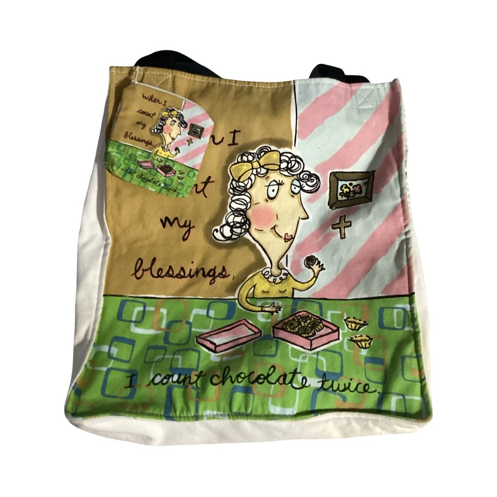 When I Count My Blessings I Count Chocolate Twice Canvas Tote Bag w/ Coin Bag